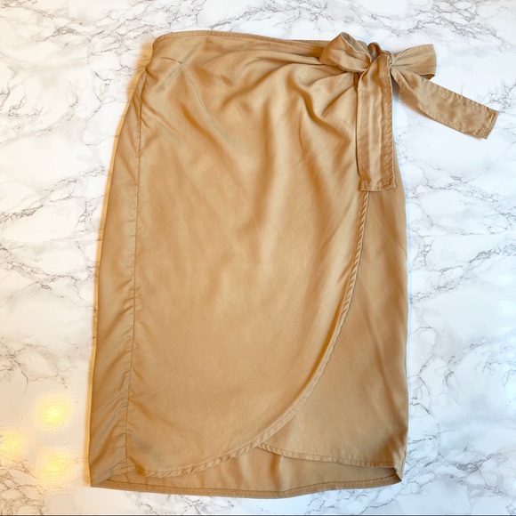 The Drop Tan Wrap Side-Tie Knee-Length Skirt XS - Picture 2 of 9